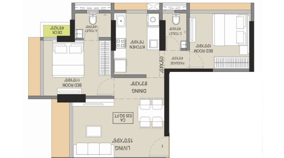 Shree-Balaji-7-Floor-Plan-2 BHK-535 Sqft